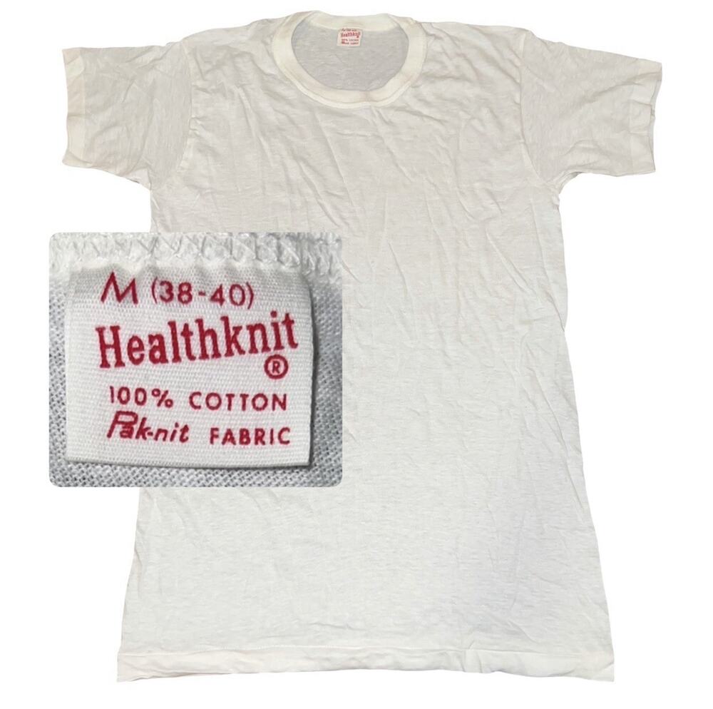 Vintage 60/70s HealthKnit Blank White T Shirt Size Medium NOS Combed Cotton
